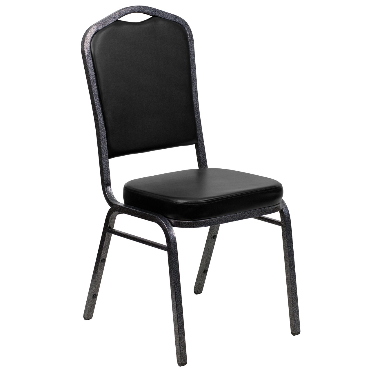 Crown Back Stack Chair (Black Vinyl)