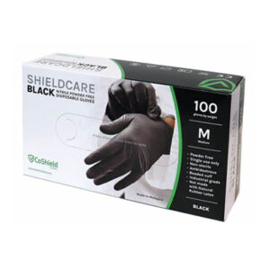 COSHIELD Shieldcare Black Exam Gloves P/Free S/M/L/XL (100pk)