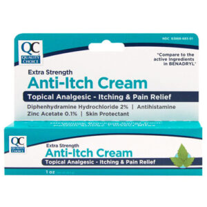 Anti-Itch (Diphenhydramine HCL) Cream, Antihistamine, 2% X-Strength (1oz) - QC® .. cmp to BENADRYL®