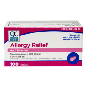 Allergy Relief Tablets Diphenhydramine QC 25mg 100's - QC® .. cmp to BENADRYL® Allergy