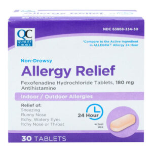 Allergy Relief Fexofenadine HCI 180mg Tabs 30's - QC® .. cmp to ALEGRA®