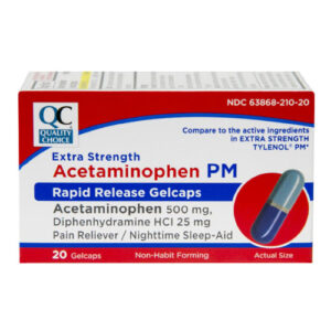 Acetaminophen PM Ex-Str 500mg Rapid Release Gelcaps 20s - QC® .. cmp Ex-Strnth TYLANOL® PM