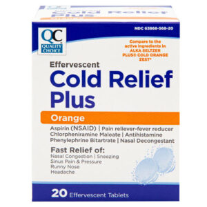Effervescent Cold Relief Tablets Orange - QC® .. cmp to ALKA SELTZER®