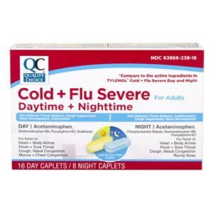Cold & flu Daytime/Nighttime severe caps 24's - QC® .. Cmp to TYLENOL®