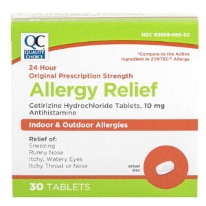 Cetirizine HCI 10mg Tabs - QC .. cmp to ZYRTEC®