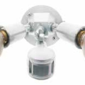 PIR Lampholder Twin Spotlight Fitting With Motion Sensor White